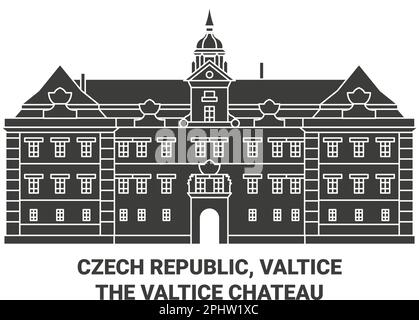 Tschechische Republik, Valticedas Schloss Valtice Reise Wahrzeichen Vektordarstellung Stock Vektor