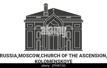 Russland, Moskau, Kirche des Aufstiegs, Kolomenskoye Reise-Wahrzeichen-Vektordarstellung Stock Vektor