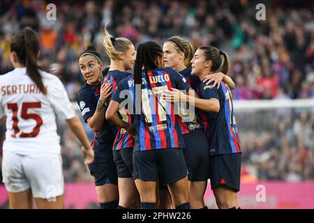 Barcelona, Barcelona, Spanien, Spanien. 29. März 2023. BARCELONA, SPANIEN – 29. MÄRZ: UEFA Women's Champions League Semifinals Match zwischen FC Barcelona und FC Rom im Spotify Camp Nou am 29. März 2023 in Barcelona, Spanien. (Kreditbild: © Sara Aribo/PX Imagens via ZUMA Press Wire) NUR REDAKTIONELLE VERWENDUNG! Nicht für den kommerziellen GEBRAUCH! Stockfoto