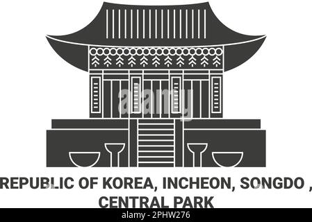 Republik Korea, Incheon, Songdo, Central Park Reise Landmark Vector Illustration Stock Vektor