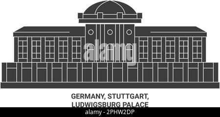 Deutschland, Stuttgart, Schloss Ludwigsburg Reise-Wahrzeichen Vektordarstellung Stock Vektor