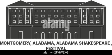 Vereinigte Staaten, Montgomery, Alabama, Alabama Shakespeare , Festival Travel Landmark Vector Illustration Stock Vektor