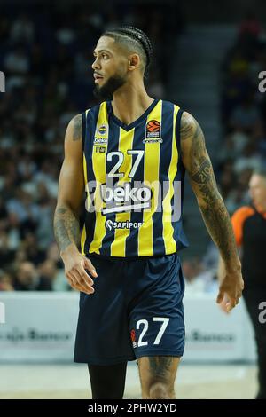 Madrid, Spanien. 29. März 2023. Tyler Dorsey IV. Von Fenerbahce, gesehen während des EuroLeague-Basketballspiels von Turkish Airlines zwischen Real Madrid und Fenerbahce im Wizink Center. Endstand: Real Madrid 90:75 Fenerbahce. Kredit: SOPA Images Limited/Alamy Live News Stockfoto