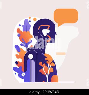 Vektordarstellung eines Roboters. Künstliche Intelligenz Chatbot menschliche Helfer. Stock Vektor