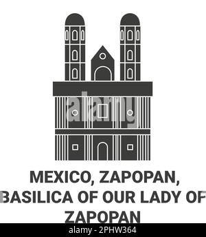 Mexiko, Zapopan, Basilika unserer Lieben Frau von Zapopan reisen als Vektorbild Stock Vektor