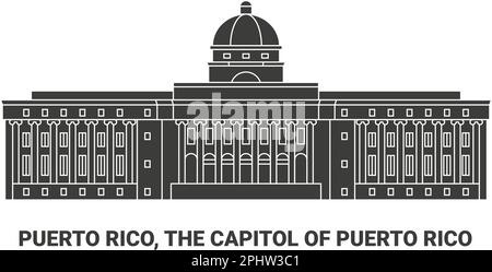 Puerto Rico, die Hauptstadt von Puerto Rico, Reise-Wahrzeichen-Vektordarstellung Stock Vektor