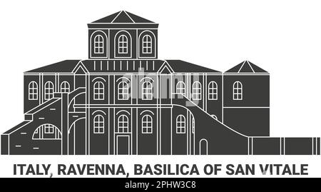 Italien, Ravenna, Basilika San Vitale, Reise-Wahrzeichen-Vektordarstellung Stock Vektor