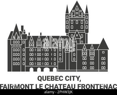 Vektorgrafik für Reisen nach Kanada, Quebec City, Fairmont Le Chateau Frontenac Stock Vektor