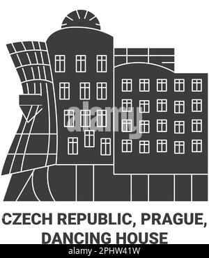 Tschechische Republik, Prag, Dancing House Reise Wahrzeichen Vektordarstellung Stock Vektor