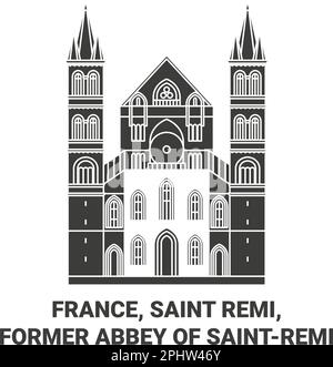 Frankreich, Saint Remi, die ehemalige Abtei von Saintremi Reise-Wahrzeichen-Vektordarstellung Stock Vektor