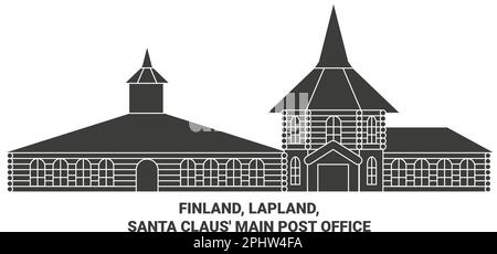 Finnland, Lappland, das Hauptpostamt des Weihnachtsmanns Reise-Wahrzeichen-Vektorbild Stock Vektor