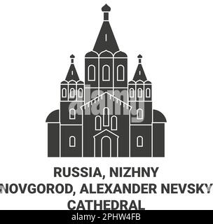 Russland, Nischni Nowgorod, Alexander-Newski-Kathedrale reisen Wahrzeichen Vektordarstellung Stock Vektor