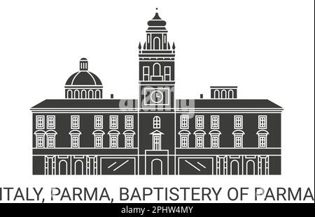 Italien, Parma, Baptisterium von Parma, Reise-Wahrzeichen-Vektordarstellung Stock Vektor