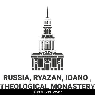 Russland, Ryazan, Ioano, Theologisches Kloster Reise Wahrzeichen Vektordarstellung Stock Vektor