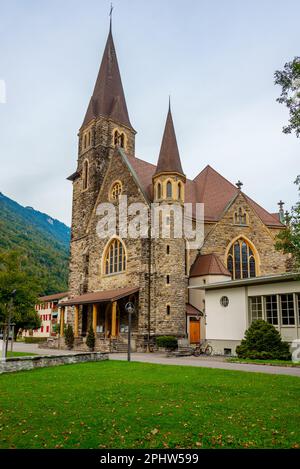 Die katholische Kirche Interlaken in der Schweiz. Stockfoto