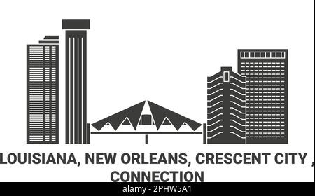 USA, Louisiana, New Orleans, Crescent City, Connection Travel Landmark Vektordarstellung Stock Vektor