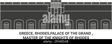 Griechenland, Rhodos, Palast des Großen , Meister der Ritter von Rhodos Reise Wahrzeichen Vektordarstellung Stock Vektor