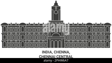 Vektordarstellung von Reisen nach Indien, Chenna, Chennai Central Stock Vektor