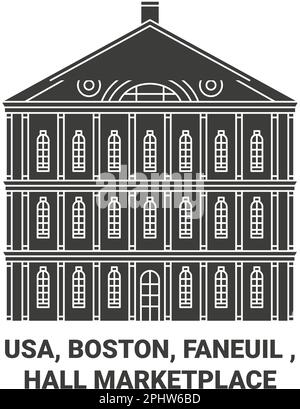 USA, Boston, Faneuil, Hall Marketplace, Reiseziel-Vektordarstellung Stock Vektor
