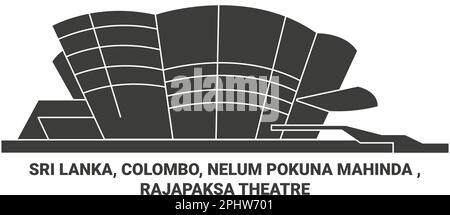 Sri Lanka, Colombo, Nelum Pokuna Mahinda , Rajapaksa Theater Reise Wahrzeichen Vektordarstellung Stock Vektor