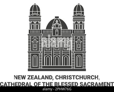 Neuseeland, Christchurch, Kathedrale des Heiligen Sakraments reisen als Vektorbild Stock Vektor