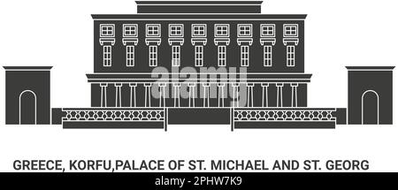 Griechenland, Korfu, Palast Von St. Michael Und St. Georg, Wegweiser-Vektordarstellung Stock Vektor