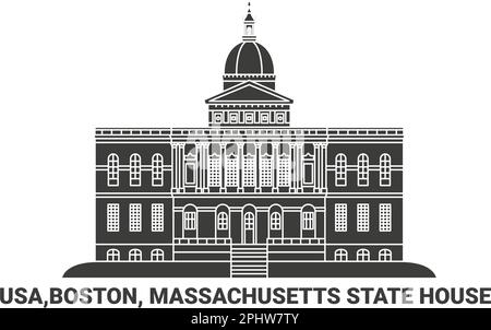 USA, Boston, Massachusetts State House, Wegweiser-Vektordarstellung Stock Vektor