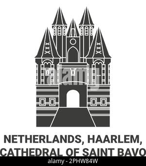 Niederlande, Haarlem, Kathedrale von Saint Bavo reisen Wahrzeichen Vektordarstellung Stock Vektor
