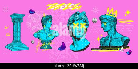 Retrofuturistische Galerie im Vaporwave-Stil, 80s 90s Stock Vektor