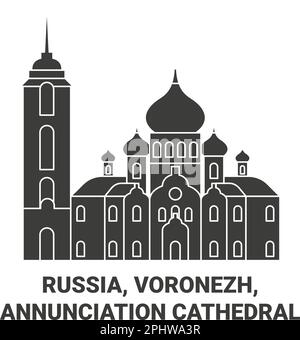 Russland, Voronesch, Verkündigungskathedrale Reise Wahrzeichen Vektordarstellung Stock Vektor