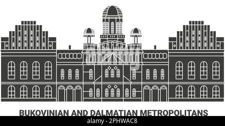 Ukraine, Bukoviner und dalmatinischer Metropolitaner reisen als Vektordarstellung für Wahrzeichen Stock Vektor