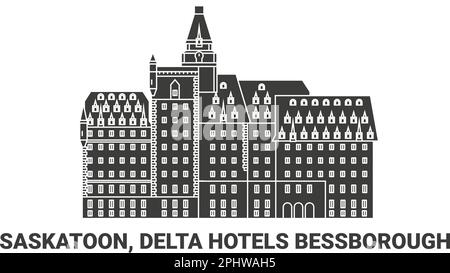 Kanada, Saskatoon, Delta Hotels Bessborough, Reise Landmark Vector Illustration Stock Vektor