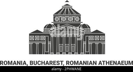 Rumänien, Bukarest, Rumänisches Athenäum, Reise-Wahrzeichen-Vektordarstellung Stock Vektor