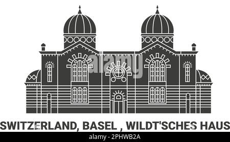 Schweiz, Basel, Wildt'sches Haus, Reise-Wahrzeichen-Vektordarstellung Stock Vektor