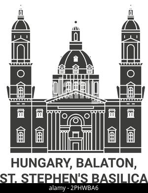 Ungarn, Balaton, St. Stephens Basilika Reise-Wahrzeichen-Vektordarstellung Stock Vektor