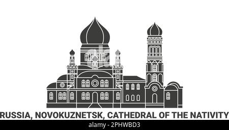 Russland, Novokuznetsk, Geburtskirche, Reise-Wahrzeichen-Vektordarstellung Stock Vektor