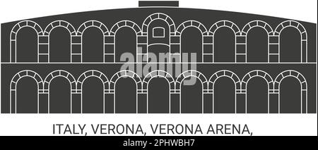 Italien, Verona, Verona Arena, Reise-Wahrzeichen-Vektordarstellung Stock Vektor