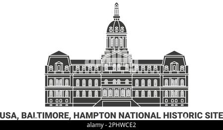 USA, Baltimore, Hampton National Historic Site, Wegweiser-Vektor-Illustration Stock Vektor