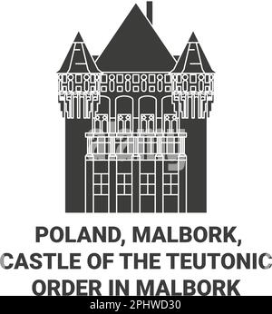 Polen, Malbork, Schloss des teutonischen Ordens in Malbork reisen als Vektordarstellung Stock Vektor