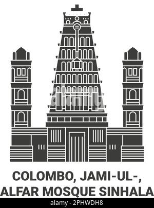 Sri Lanka, Colombo, Jamiul, Alfar Moschee Sinhala Reise-Wahrzeichen-Vektordarstellung Stock Vektor