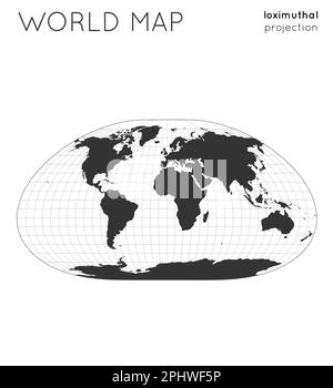 Weltkarte. Globus in loximuthaler Projektion, mit Gitterlinien-Stil. Moderne Vektorillustration. Stock Vektor