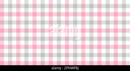 Nahtloses pinkfarbenes und graues Gingham-Muster. vichy-Hintergrundtextur in hellen Pastelltönen. Karierte Tapete aus Tweed, die sich wiederholt. Stoffdesign. Vektor Stock Vektor