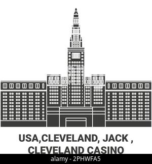 USA, Cleveland, Jack, Cleveland Casino Reise-Wahrzeichen-Vektordarstellung Stock Vektor