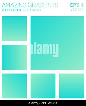 Farbenfrohe Farbverläufe in robin-Ei-Blau, Meergrün-Farbtönen. Tatsächlicher Verlaufshintergrund, phantasievolle Vektorillustration. Stock Vektor