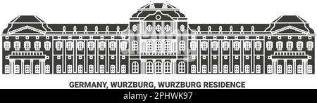 Deutschland, Würzburg, Würzburg Residenz Reise Landmarke Vektordarstellung Stock Vektor