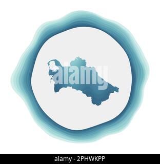 Turkmenistan-Logo. Abzeichen des Landes. Mehrschichtiges kreisförmiges Schild um Turkmenistans Grenzform. Fesselnde Vektorillustration. Stock Vektor