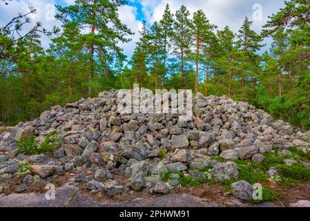 Sammallahdenmäki ist eine Grabstätte aus der Bronzezeit in Finnland in der Nähe von Rauma Stockfoto