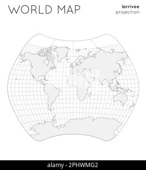 Weltkarte. Globus in Larrivee Projektion, mit Gitterlinien Stil. Vektorgrafik umreißen. Stock Vektor