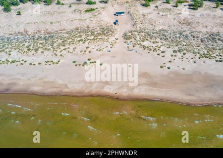 Panoramablick auf den Yyteri-Strand in Finnland. Stockfoto