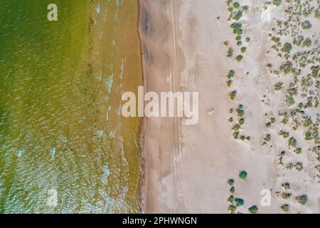 Panoramablick auf den Yyteri-Strand in Finnland. Stockfoto